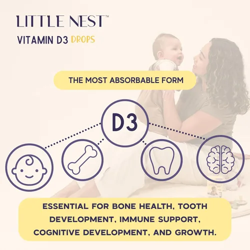 Miniatura 4 de Gotas de vitamina D3 para bebés – 400 UI por dosis Formulación natural y limpia para bebés y niños pequeños Suministro para 100 días