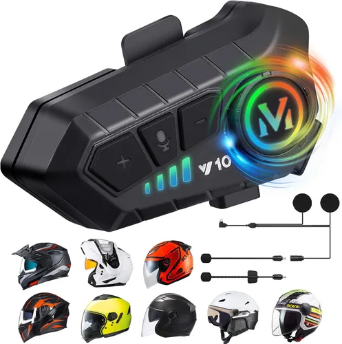 Auriculares para casco de motocicleta FEYA con alta duración de batería, auriculares para casco IPX6, respuesta/llamada automática, control de