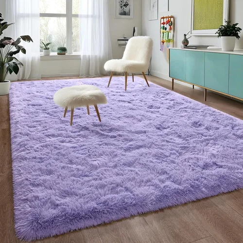 Miniatura 7 de DweIke Alfombras Esponjosas de Color Púrpura Lavanda para Dormitorio y Sala de Estar, 5x8 Pies Alfombra Suave de Felpa Shaggy Lila Púrpura