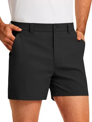 PULI Pantalones cortos de golf para hombre con entrepierna de 5 pulgadas, elásticos, pantalones cortos de vestir casuales con bolsillos,