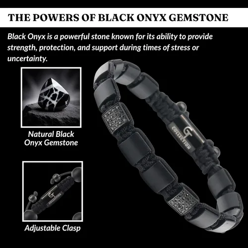 Miniatura 2 de Pulsera de cuentas planas de la colección GT, pulseras ajustables de gemas para hombres