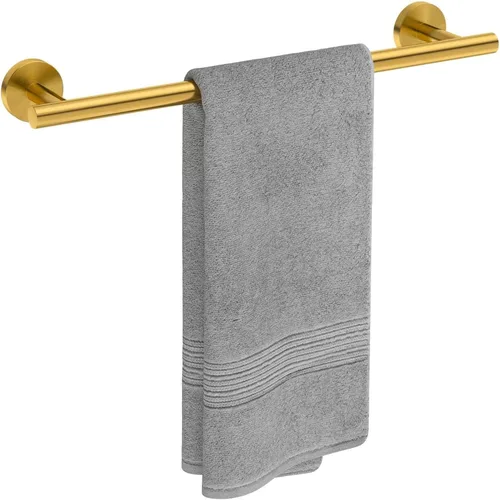 USHOWER Barra de Toalla Cepillada en Oro, Toallero de 18 Pulgadas para Montar en Pared de Baño, Barra de Toalla de Acero Inoxidable Gruesa SUS304