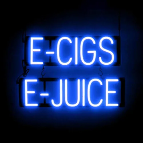 Miniatura 58 de SpellBrite Cartel E-JUICE Señalización de tienda de humo con aspecto de neón, luces LED azules 22.3 x 6.3 pulgadas