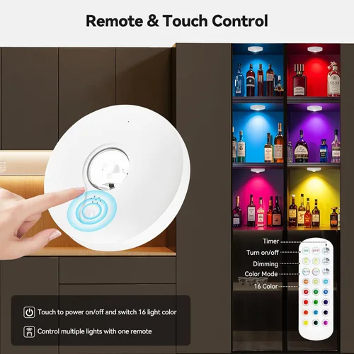 Miniatura 4 de Luces de disco recargables con control remoto, juego de 12 luces magnéticas para debajo del gabinete, luces LED de 1500mAh con control remoto, Blanco