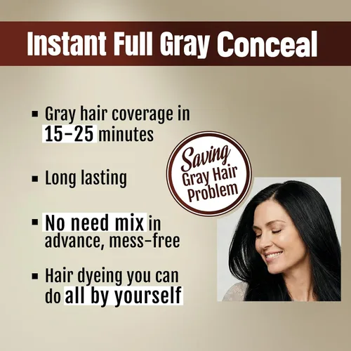 Miniatura 2 de BOJICA Champú 3 en 1 de tinte de cabello negro para cabello canoso Cobertura instantánea completa de canas, duración de 3 a 4 semanas, incluye