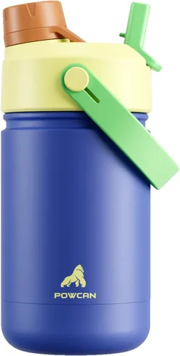 Miniatura 59 de POWCAN - Botella de agua con aislamiento de 18 onzas, con tapa de boquilla y pajilla 2 en 1, fría 24 horas, a prueba de fugas, apta para portavasos