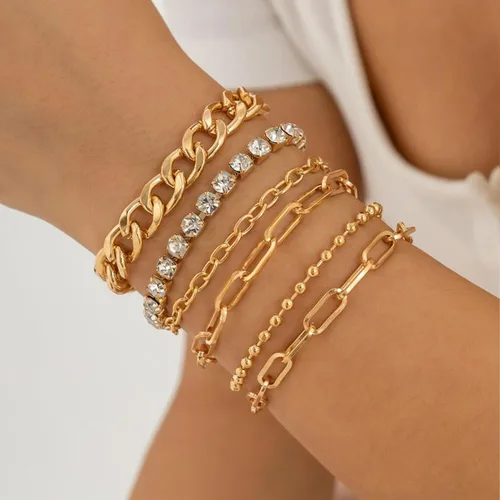Miniatura 15 de Long tiantian Pulsera de oro gruesa para mujer, pulseras de oro delicadas, pulseras para mujer, pulseras apilables de eslabones de cadena