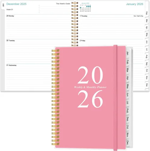 Miniatura 34 de Agenda de bolsillo/calendario 2026 - Agenda 2026 de enero de 2026 a diciembre de 2026, agenda 2026 con 12 pestañas, encuadernación de doble alambre