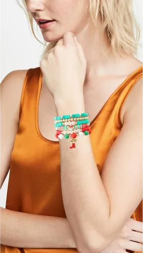 Miniatura 6 de LALAPPLE Preppy Heishi - Pulseras elásticas de cuentas de arcilla para mujer, apilables de perlas doradas, pulseras con cuentas de ojo malvado