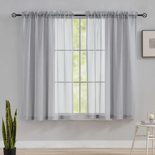 Miniatura 11 de Home Brilliant Cortinas traslúcidas para sala de estar de 45 pulgadas de largo, paneles de ventana pequeños para dormitorio, cortinas cortas