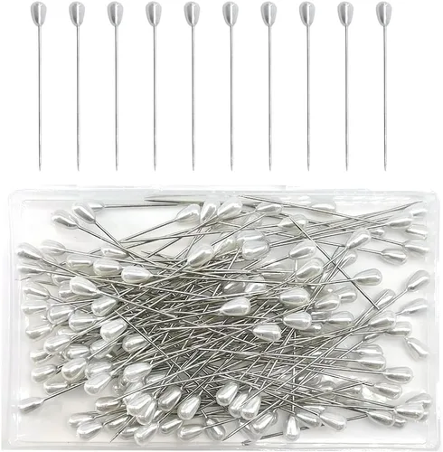 Miniatura 7 de 150 alfileres de cabeza de perlas coloridas, alfileres de ramillete de 2.165 in/2.17 pulgadas, alfileres rectos para ramo de boda, para decoración