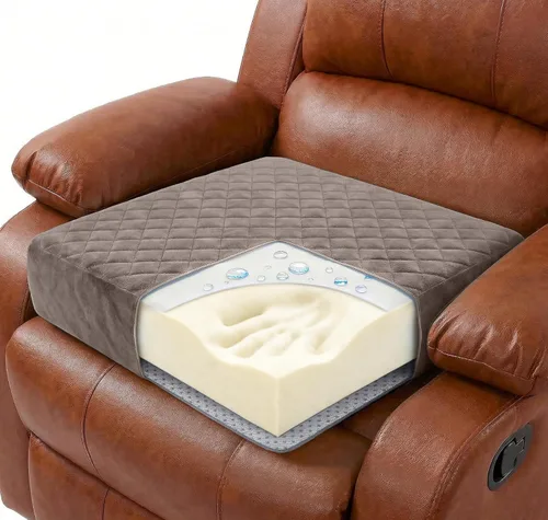 Miniatura 11 de Cojín de asiento para silla reclinable de espuma viscoelástica de 20 x 20 x 3 pulgadas para sentarse durante mucho tiempo, almohadilla para sillón