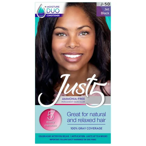 Just 5 Tinte permanente para el cabello de las mujeres en 5 minutos con acondicionador, coloración del cabello gris para las mujeres - Negro azabache