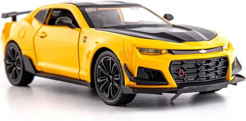 BDTCTK 1/24 Camaro Bumblebee Modelo de Coche de Juguete, Aleación de Zinc Fundido a Presión, Coche de Juguete con Sonido y Luz para Niños, Niños y