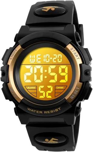 Dayllon Reloj digital para niños, deportes al aire libre, 164.0 ft, impermeable, relojes electrónicos, despertador, 1224 H, cronómetro, calendario,