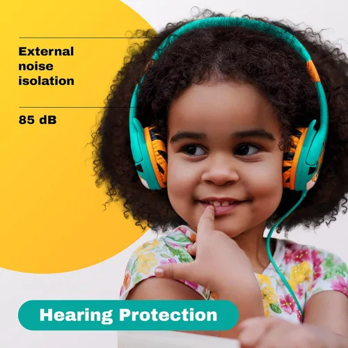 Miniatura 3 de Auriculares con cable Kidrox para niños pequeños de 1 a 7 años — Auriculares para bebés con volumen limitado de 85 dB para viajes en avión y Turquesa