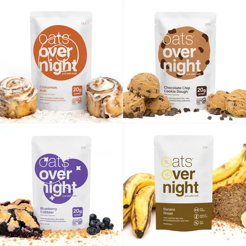 Miniatura 8 de Oats Overnight - Avena a base de plantas, de primera calidad, alta contenido de proteínas, baja en azúcar, sin gluten (2.6 oz por paquete)