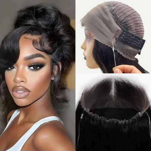 Miniatura 52 de Aaliweya Peluca de encaje frontal 360 HD con encaje frontal 360, peluca de cabello humano para mujer, densidad 180, prearrancada, sin pegamento, 1B