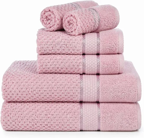 Miniatura 20 de Ample Decor Juego de toallas de baño 100% algodón, 6 piezas, suaves y absorbentes, de secado rápido, juego de toallas de baño