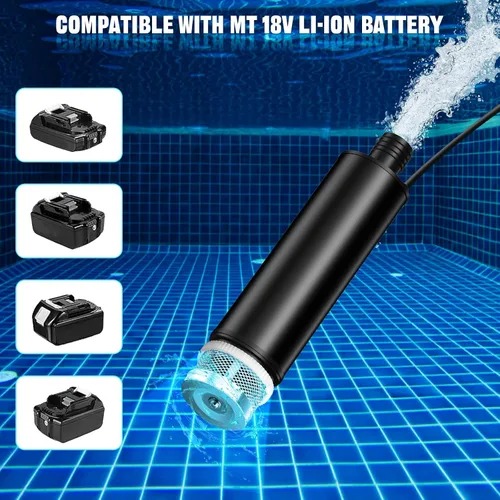 Miniatura 3 de Bomba de agua sumergible para batería Makita de 18 V, 635 GPH 100 W, bomba de transferencia de agua inalámbrica para tina, estanque, jardín