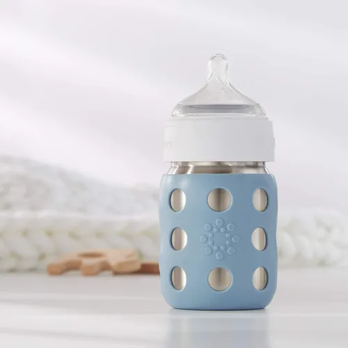 Miniatura 8 de Lifefactory Biberón de cuello ancho aislado al vacío de acero inoxidable de 8 onzas con pezón etapa 2 (3-6 meses) melón (LS2211WCA4)