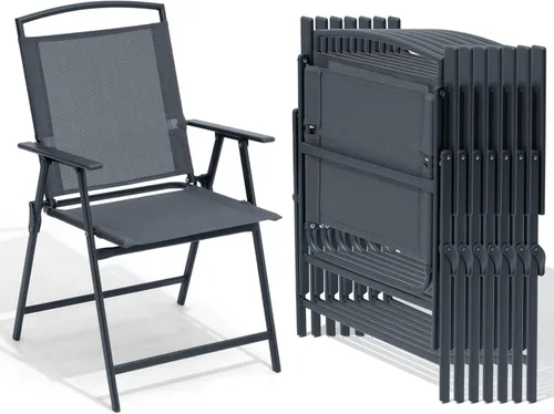 Miniatura 16 de Crestlive Products Juego de 4 sillas plegables para patio, paquete de 4, sillas de comedor al aire libre con reposabrazos para campamento, playa