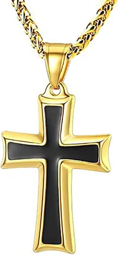Miniatura 2 de HZMAN collar con colgante de cruz en acero inoxidable para hombres con cadena