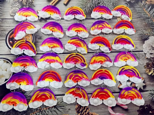 Paquete de 20 mini juguetes para ansiedad con diseño de arcoíris, para autismo, fiesta de cumpleaños, regalos para la escuela, el aula, adultos y
