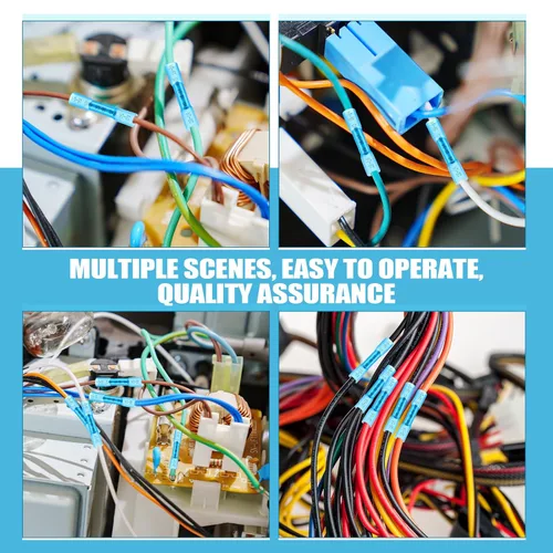 Miniatura 5 de Frienda 500 Piezas Conectores de Cable Termorretráctiles a Tope Azules Awg 16-14 Aislados Impermeables Conectores de Cable Eléctrico Automotriz