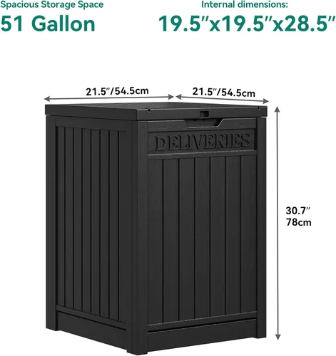 Miniatura 8 de YITAHOME Caja de entrega de paquete de resina de 51 galones para exterior, caja de almacenamiento con cerradura segura, caja de cubierta de resina