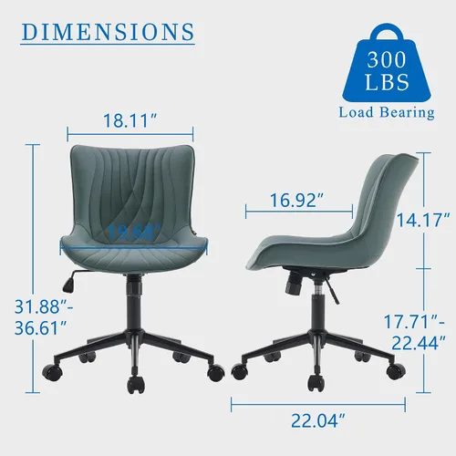 Miniatura 2 de YOUNIKE Silla de Oficina sin Brazos Silla de Escritorio con Ruedas, Silla de Trabajo para Computadora de Oficina en Casa, Silla de Tocador Moderna