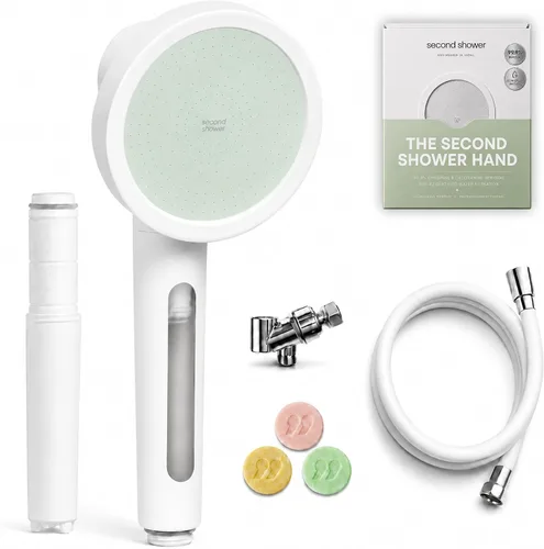 SecondShower - Cabezal de ducha filtrado con mano para agua dura, certificado NSF 99.9% de eliminación de cloro, alta presión, filtro coreano de