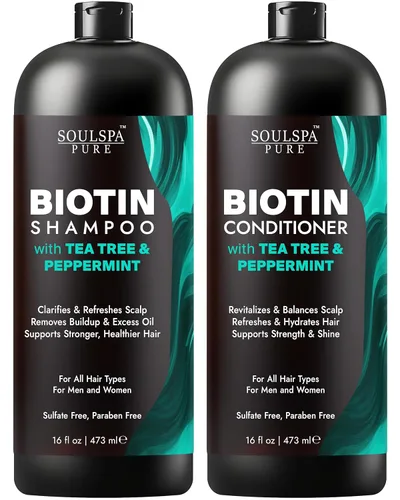 Miniatura 16 de Juego de champú y acondicionador de biotina con queratina – Fórmula avanzada sin sulfatos anti-adelgazamiento para el crecimiento del cabello
