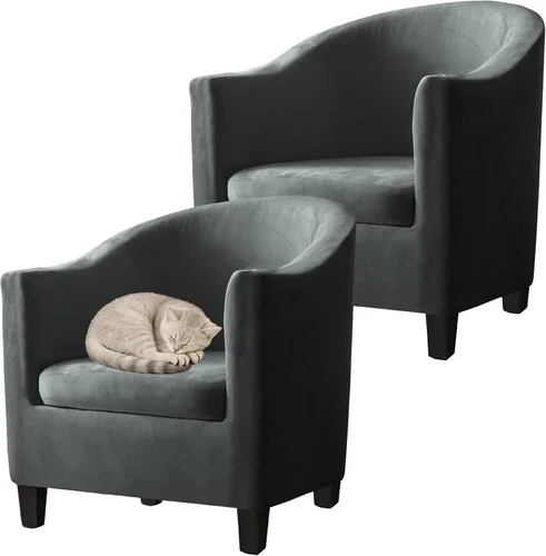 Miniatura 23 de Fundas de terciopelo para sillones, fundas de elastano para sillones, fundas elásticas para sillas de bañera, fundas protectoras para muebles, funda