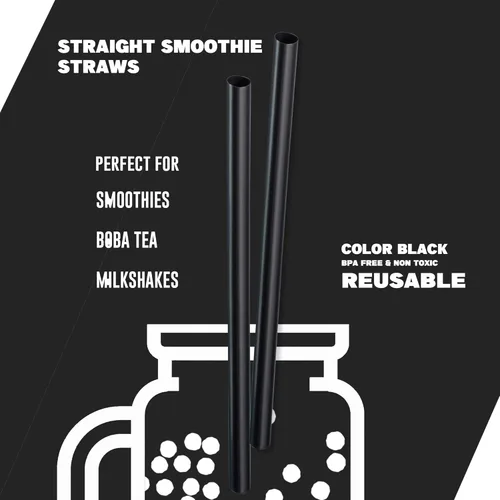 Miniatura 3 de Pajitas para batido grandes, desechables, color negro, de boca ancha, grandes pajitas de batido de 9 pulgadas de alto/alto, paquete de 100