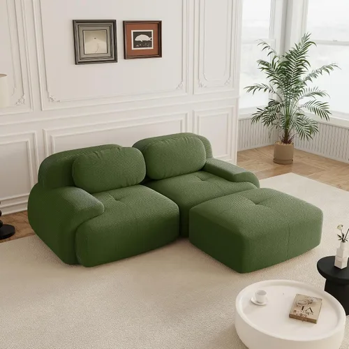 Miniatura 51 de Sofás modulares sin hueso de 152.8 pulgadas para sala de estar, sofá modular con diván en forma de L, cómodo asiento profundo tapizado de tela