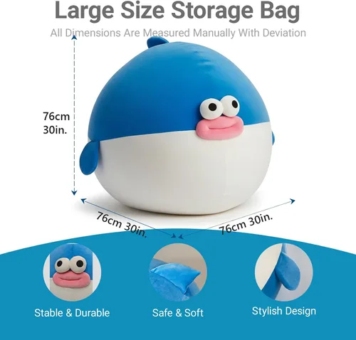 Miniatura 5 de Funda para puf para niños, almacenamiento de animales de peluche, suave y lavable, para niños y niñas, organizador de almacenamiento de juguetes