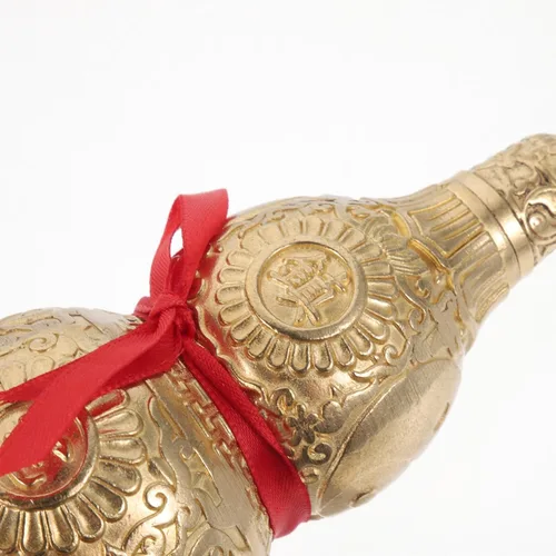 Miniatura 7 de Garneck Adorno de calabaza de cobre, estatua decorativa de Feng Shui Wu Lou para mesa de oficina en casa, símbolo de prosperidad y riqueza