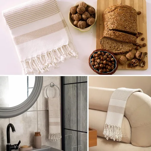 Miniatura 5 de Ruvy Home Basics - Juego de 2 toallas de mano turcas para baño, 18 x 40 pulgadas, algodón y baño decorativo, toallas de cocina, paños de cocina, té