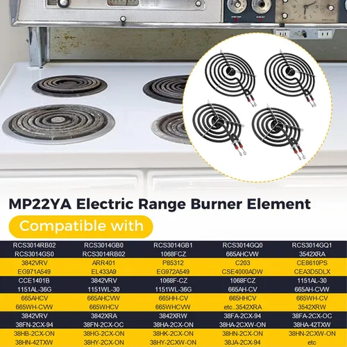 Miniatura 5 de Elemento de quemador eléctrico MP22YA actualizado 2026, 2 piezas MP15YA de 6 pulgadas y 2 piezas MP21YA de 8 pulgadas, juego de 4