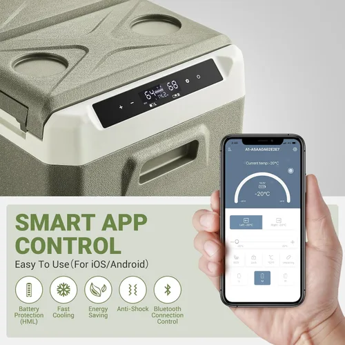Miniatura 4 de BODEGACOOLER Refrigerador de Coche de 12 Voltios, Refrigerador de Coche de 34.1 Cuartos de Galón de Doble Zona, Congelador Portátil de 12V con Verde