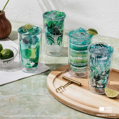 Miniatura 7 de Tervis Yao Cheng - Vaso aislado de doble pared de cristal verde hecho en Estados Unidos mantiene las bebidas frías y calientes, 16 onzas, 4