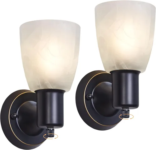 Miniatura 11 de EJIAXIN Juego de 2 apliques de pared, luces doradas de tocador para baño, accesorios de luz de pared modernos con interruptor giratorio, lámpara