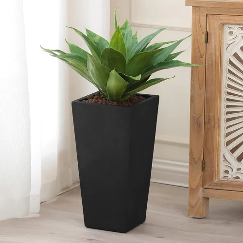 LuxenHome - Macetas altas para plantas de interior, macetas cónicas negras para plantas de exterior, macetas de 18.5 pulgadas para exteriores e