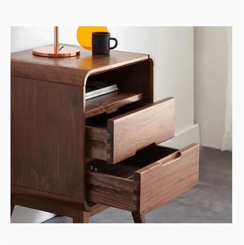Miniatura 5 de SISWIM Mesitas de noche de madera de nogal negro dormitorio armario de almacenamiento mesita de noche pequeña mesa auxiliar