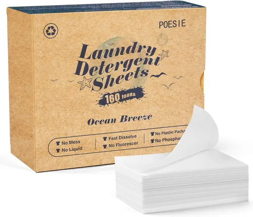 Miniatura 28 de Poesie Hojas de Detergente para Ropa Hojas de Jabón para Ropa para Viajes Camping Hojas para Lavar Ropa Sin Fragancia 1 Mini Caja 40