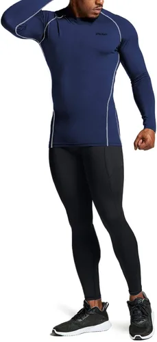 Miniatura 6 de TSLA - Paquete de 1 o 3 camisas de compresión de manga larga FPU 50+ para hombre, camisa de entrenamiento atlético, protector de erupción