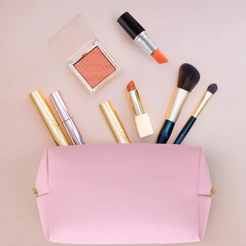 Miniatura 6 de HAOGUAGUA Bolsa de maquillaje para mujer, organizador impermeable de viaje, organizador de cosméticos para mujeres, tamaño mediano (rosa)