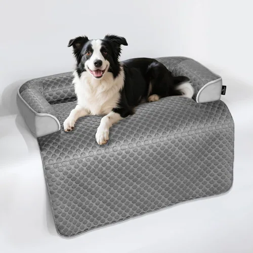 Miniatura 20 de Cama calmante para perros grande para sofá, funda de sofá extraíble de 41 x 37 pulgadas para perros, lavable, antideslizante y esponjosa de felpa