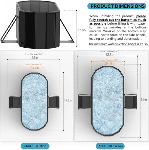 Miniatura 6 de Bañera aislada portátil de 59 pulgadas, bañera de hielo para atletas, bañera sin inflado para ducha, bañera de hielo con cubierta, baños en casa